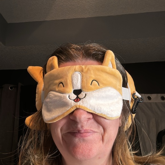 Fun, Cute, Eye and Ear Cover For Travel, or over Stimulation Situation. Hooks on - Picture 5 of 6